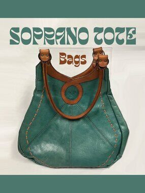*NEVER USED* 2012 Fluvog Bags SOPRANO TOTE, Teal/Tan, Extra Large, Leather.